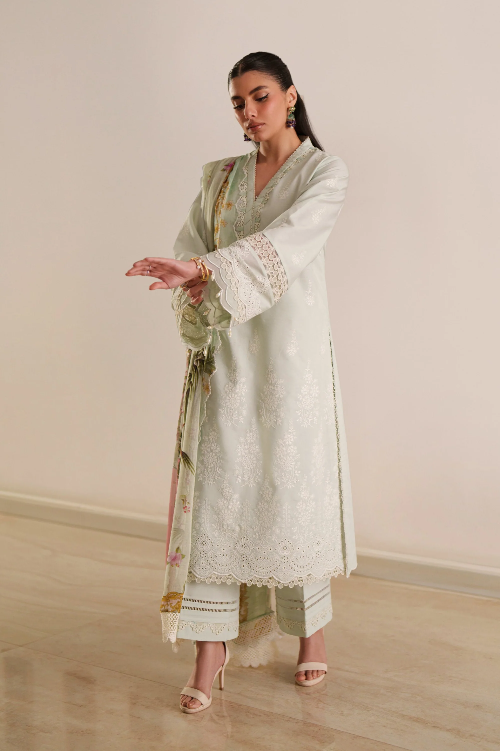 Ethereal Mint - Luxury Lawn Suit - Image 3