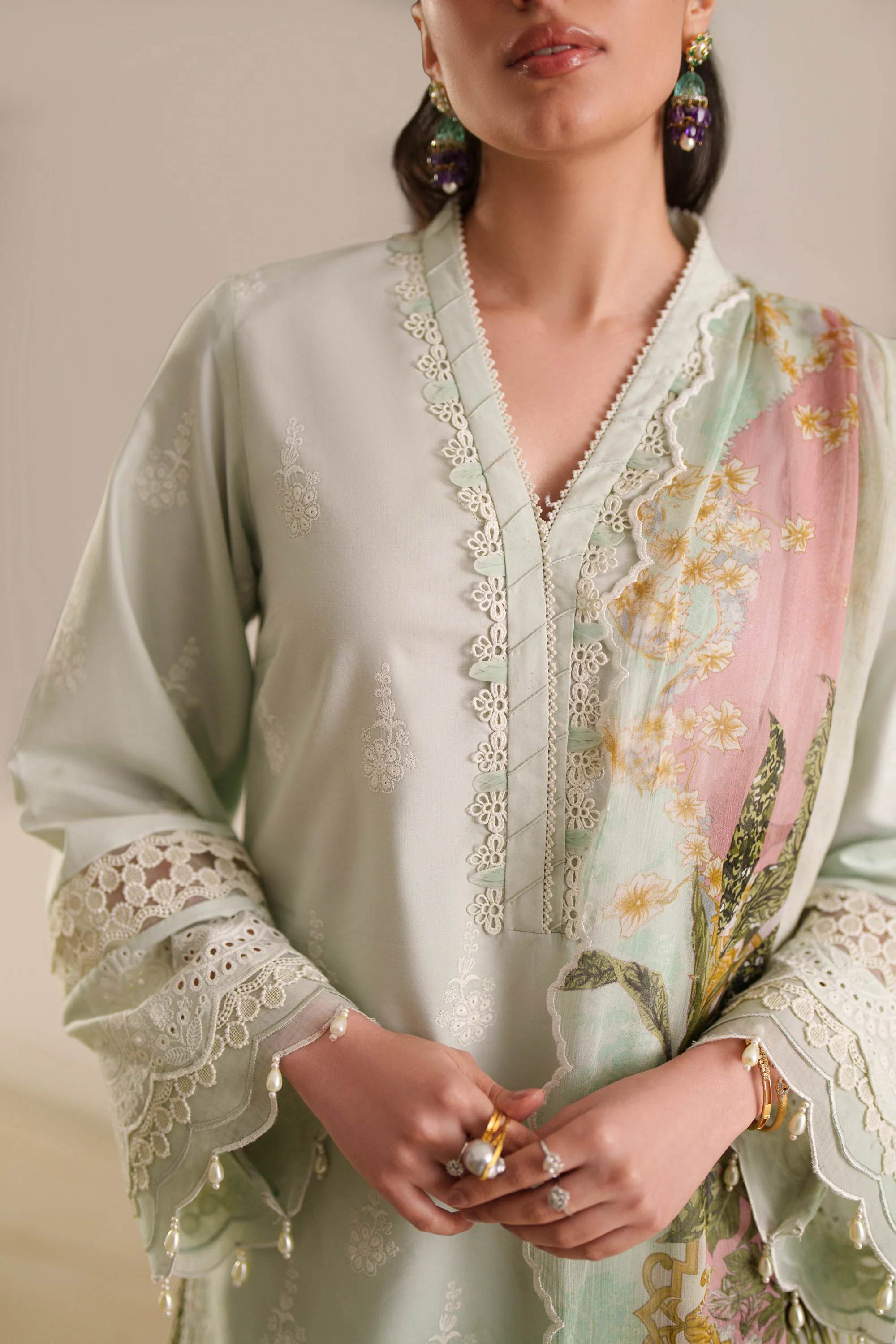 Ethereal Mint - Luxury Lawn Suit - Image 6