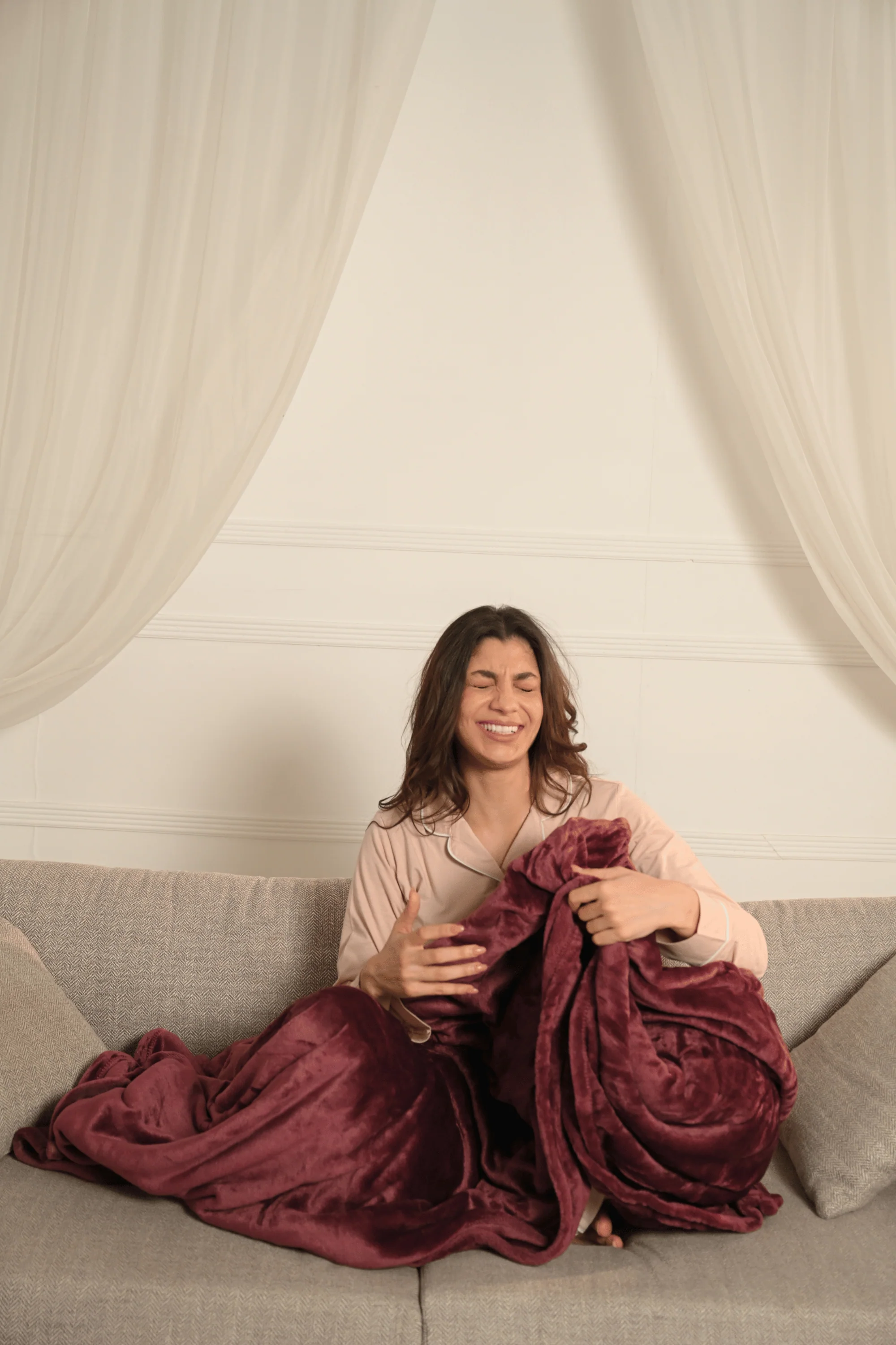 Burgundy Plush Blanket - Image 6