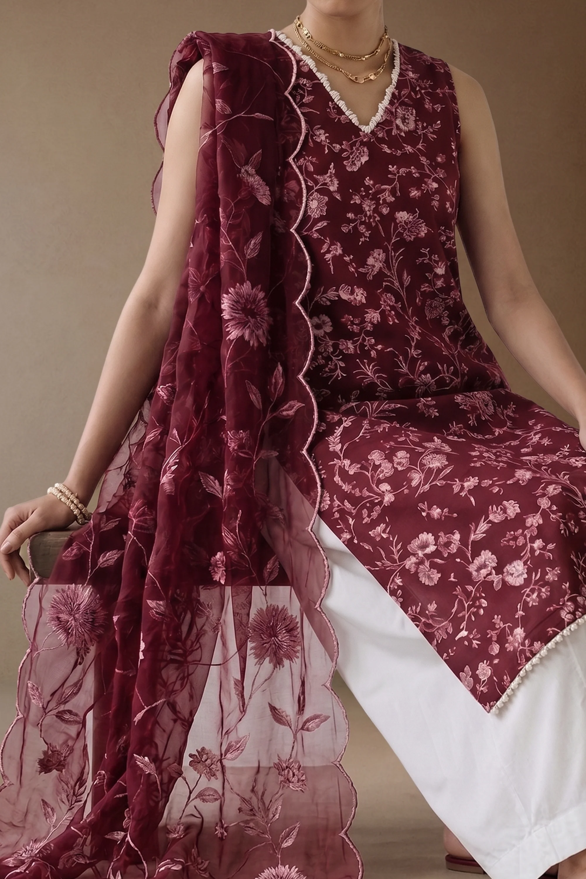 Deep Rouge - Printed Lawn Suit - Image 5