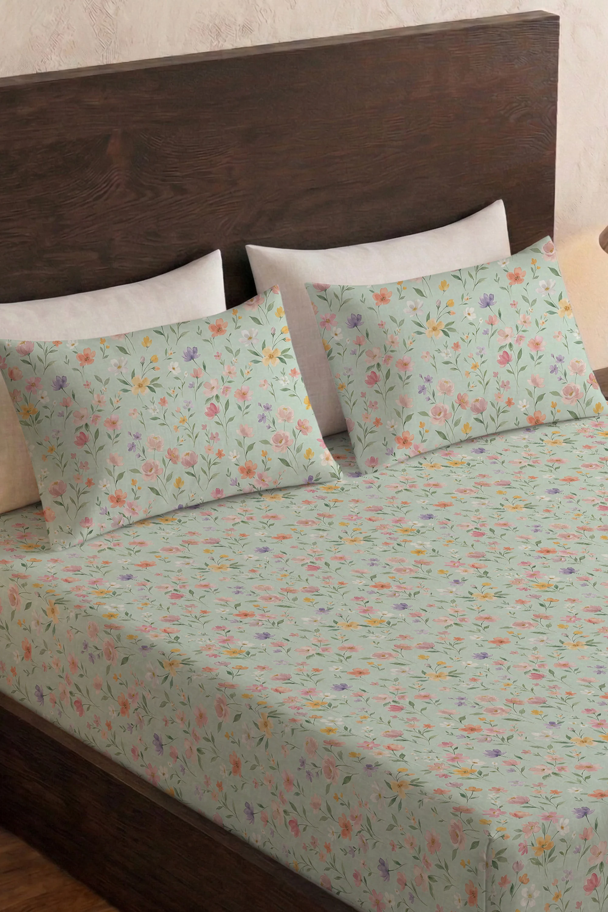 Floral Cipher Percale Bed Sheet Set - Image 9