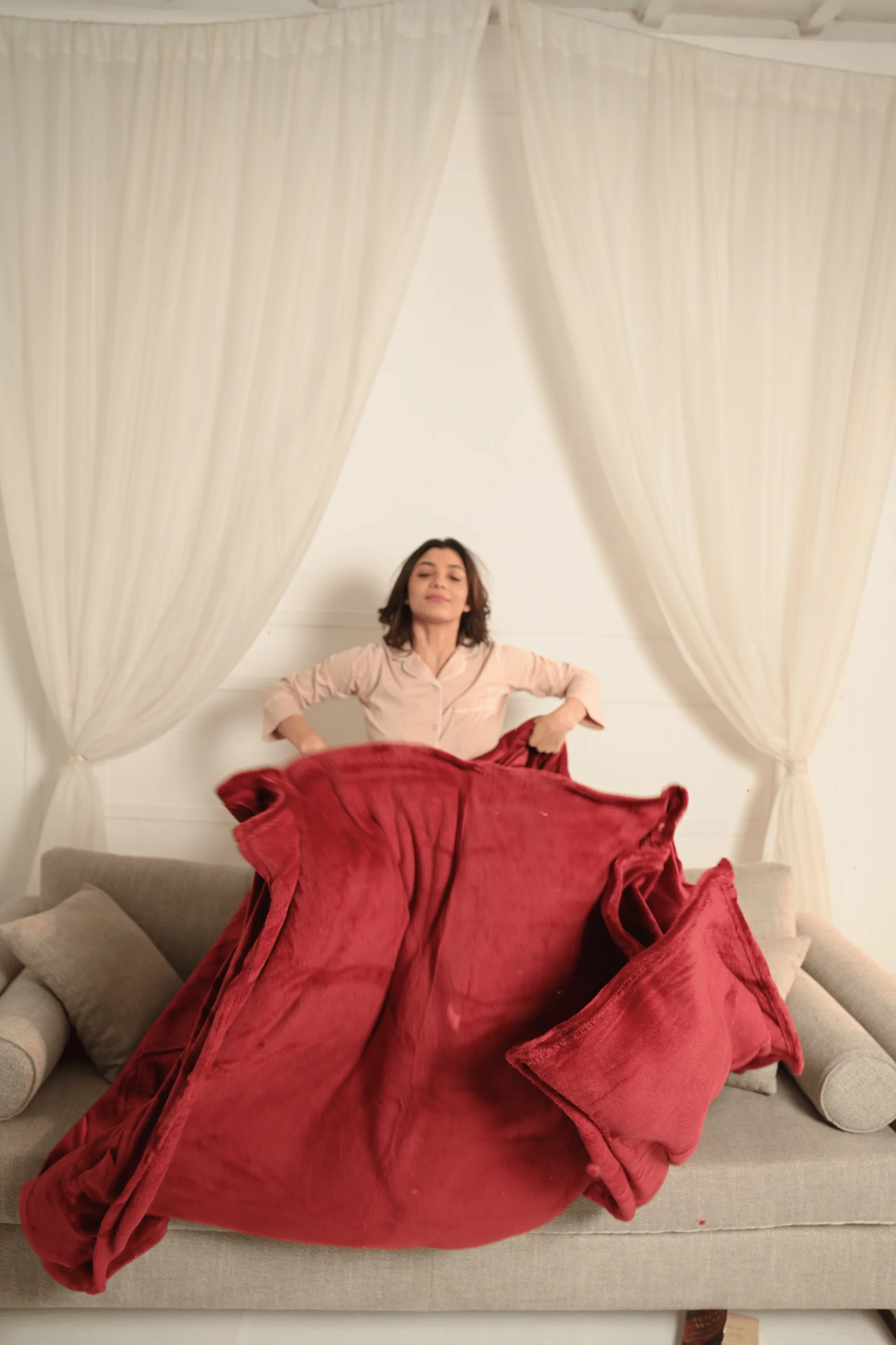 Maroon Plush Blanket - Image 4