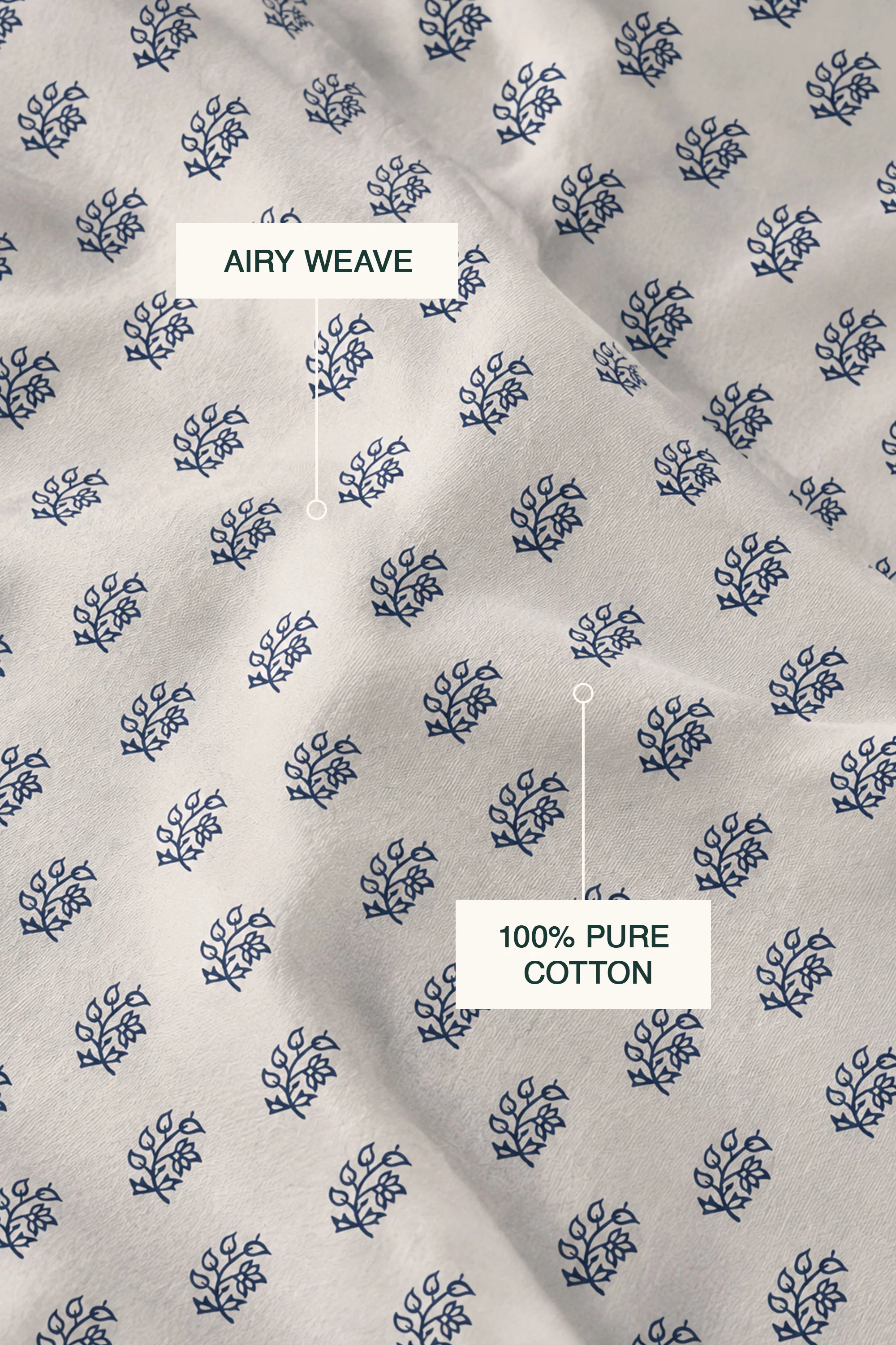 Pressed Indigo Percale Cushion Cover - Image 3
