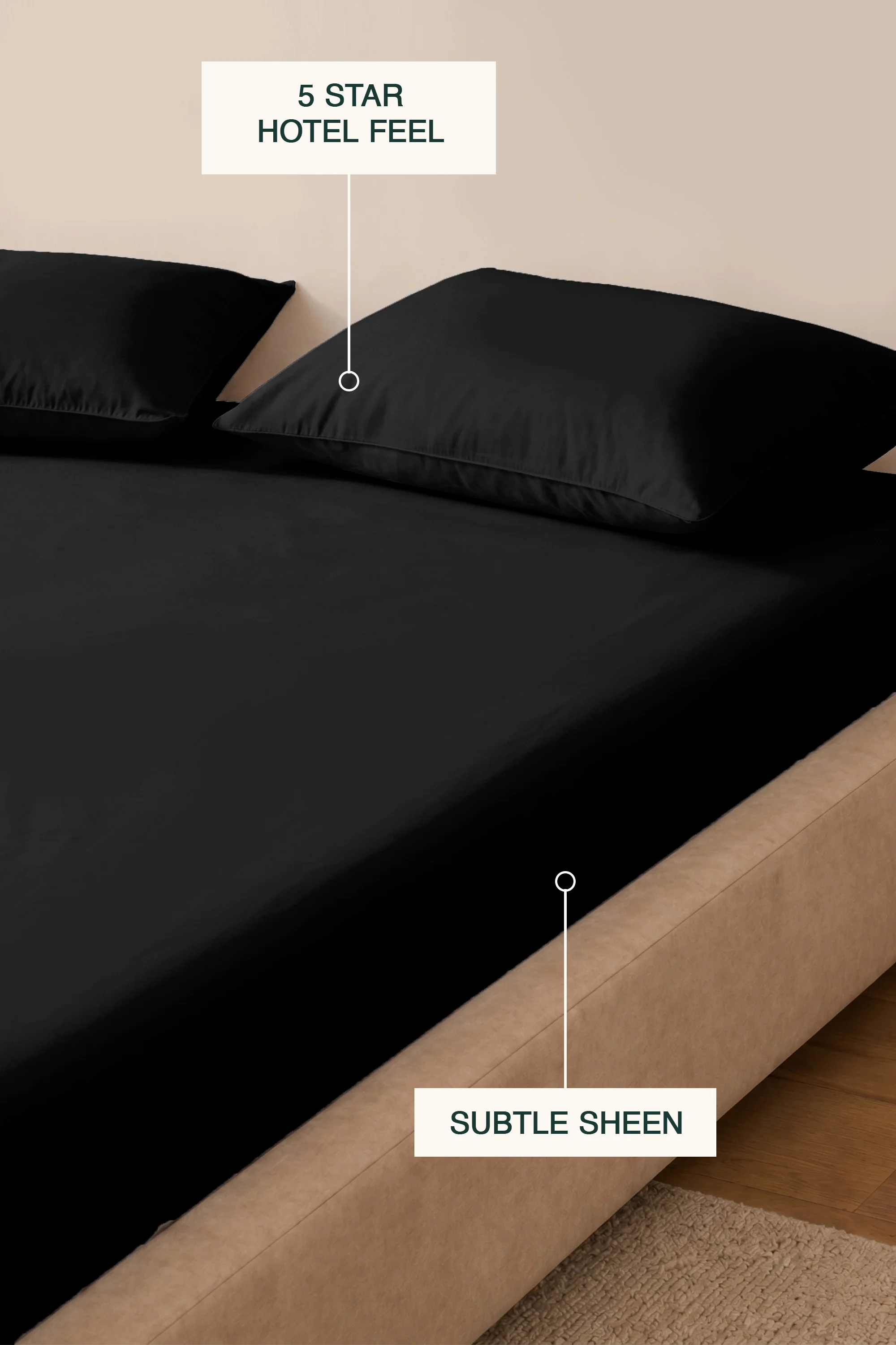 T200 Black Bed Sheet Set - Image 6