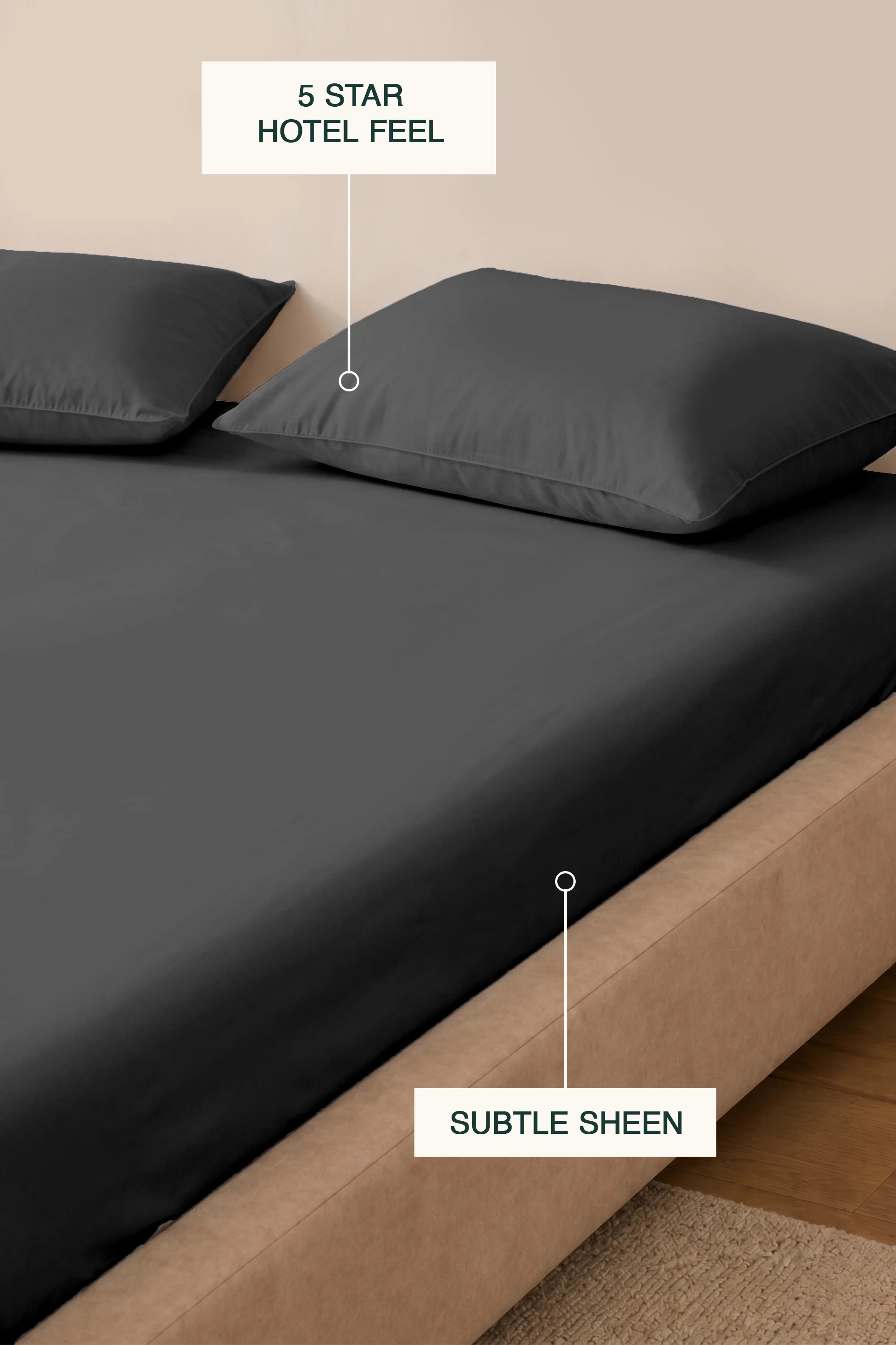 T200 Charcoal Bed Sheet Set - Image 6