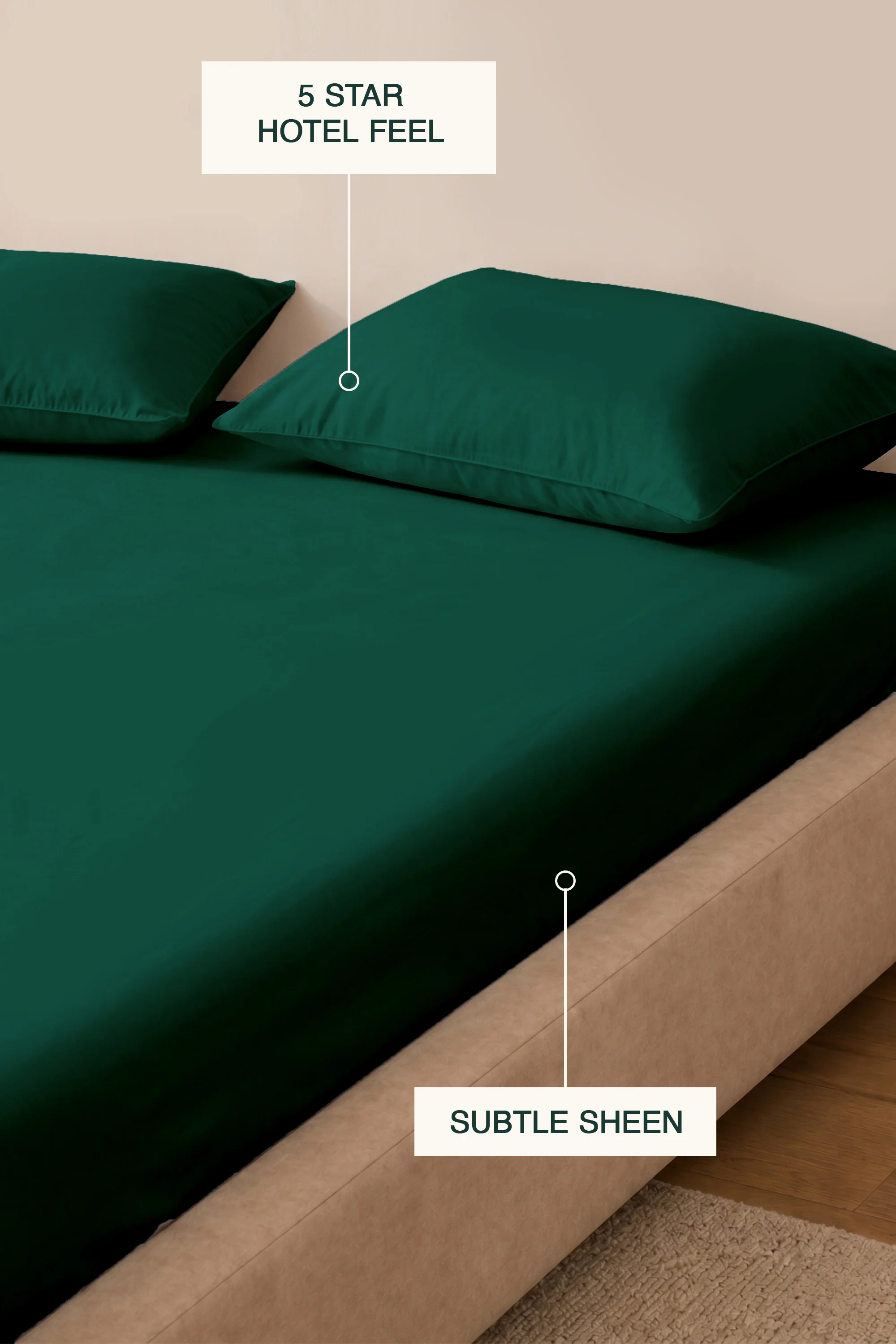 T200 Emerald Green Bed Sheet Set - Image 6