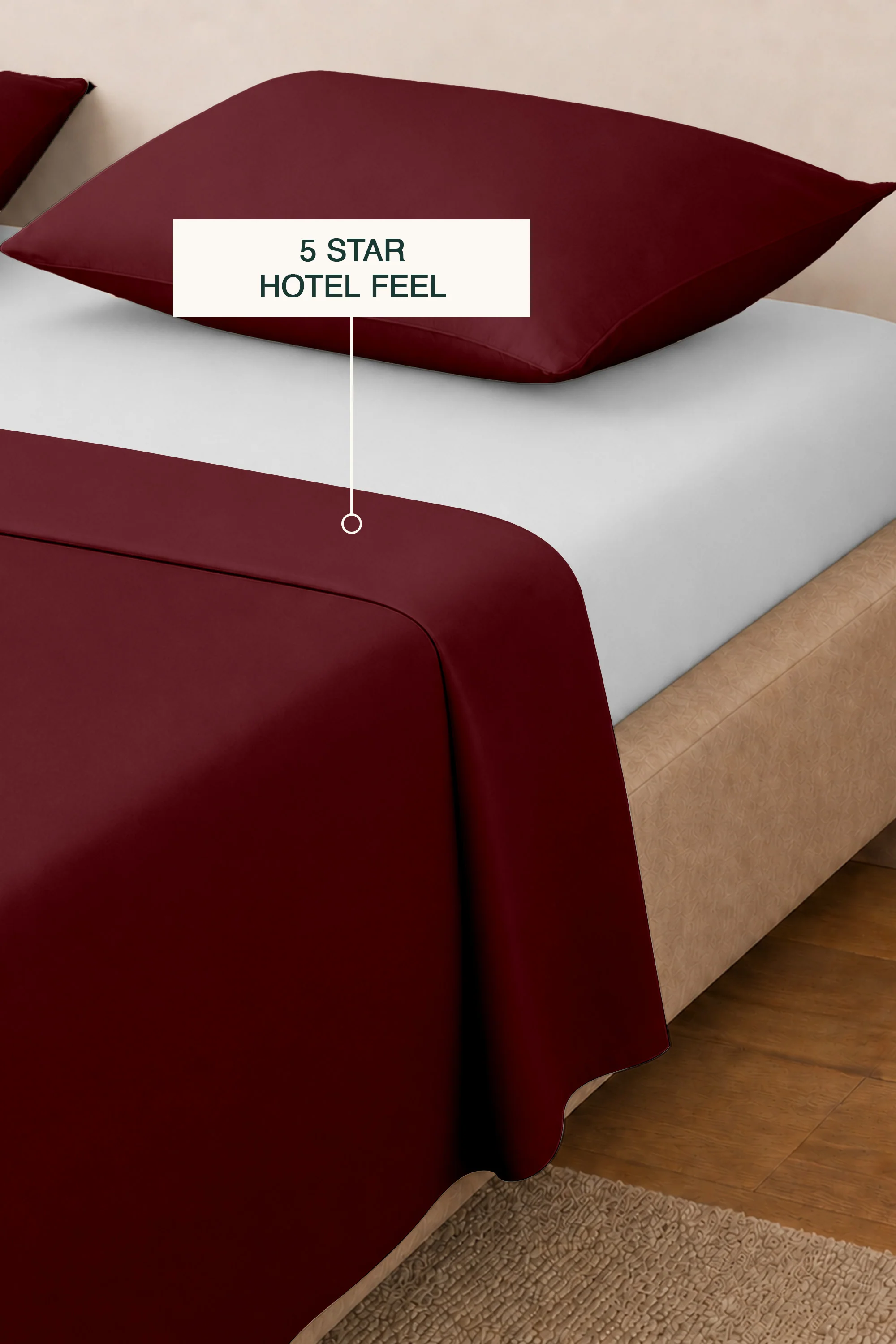 T200 Maroon Bed Sheet Set - Image 2