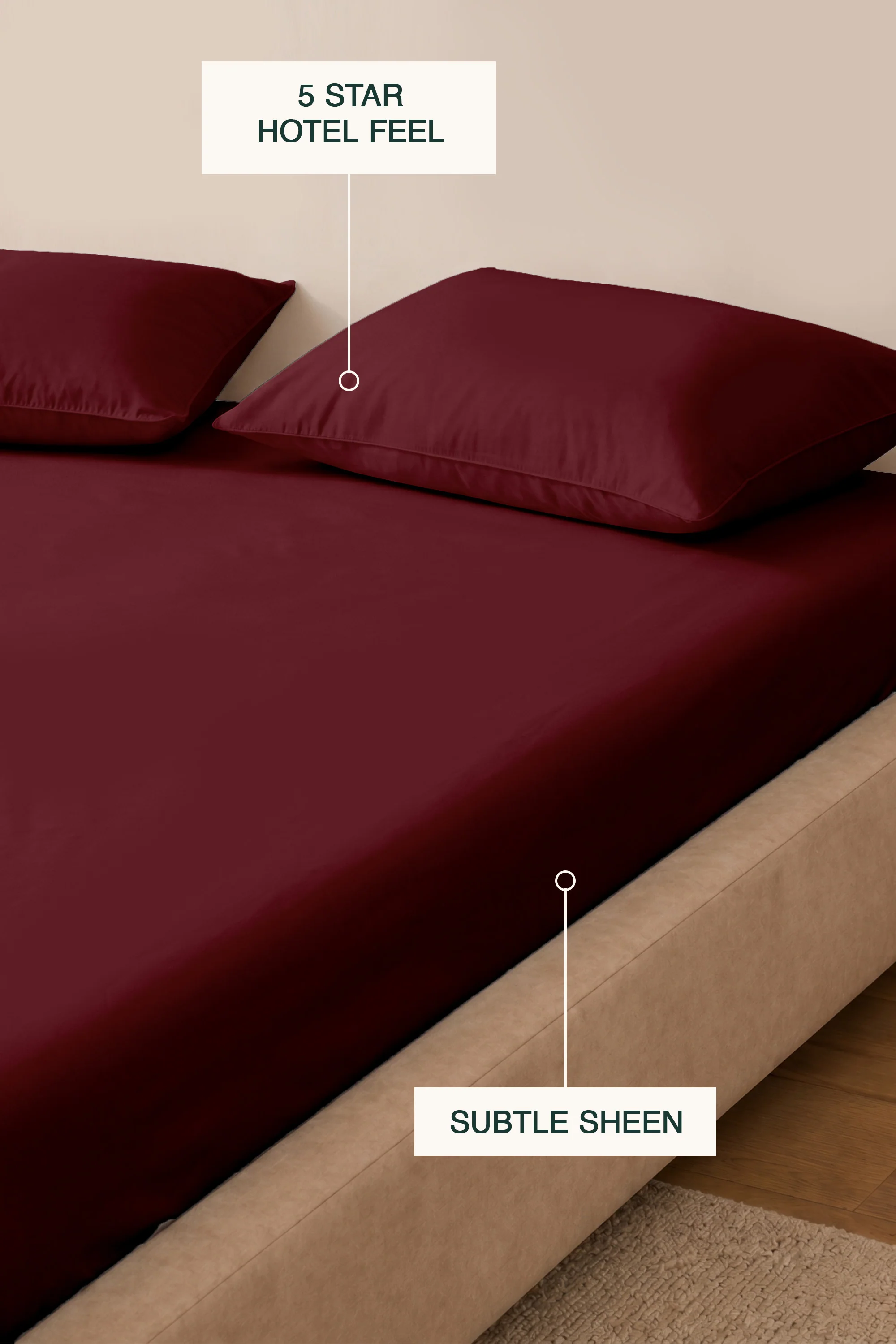 T200 Maroon Bed Sheet Set - Image 6