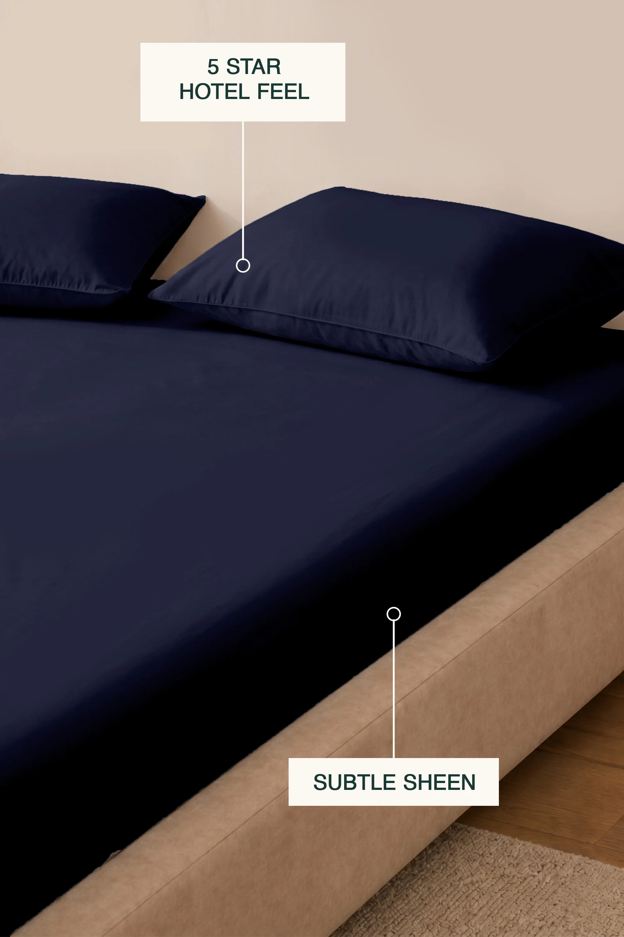 T300 Luxe Navy Bed Sheet Set - Image 6