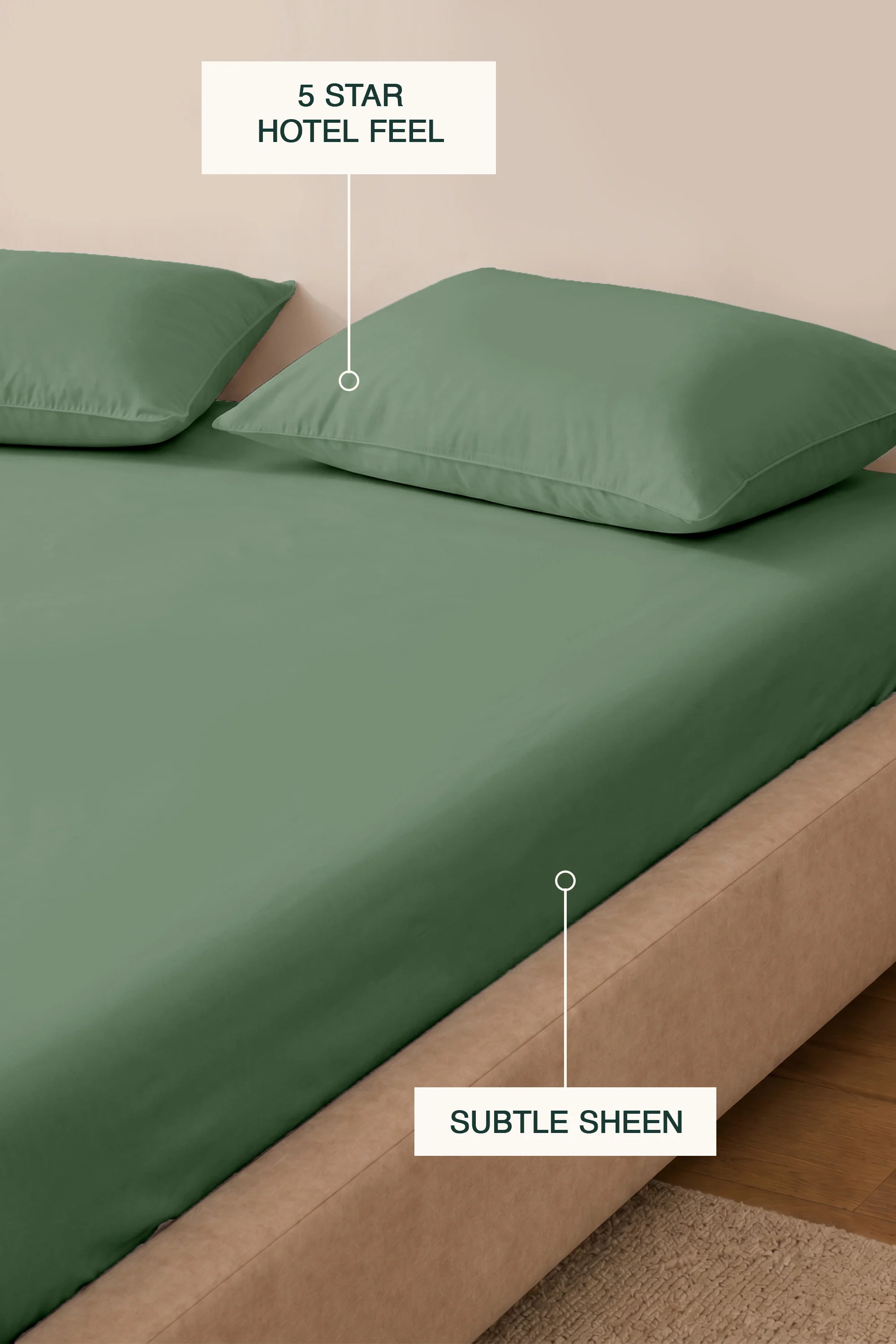 T300 Luxe Sage Green Bed Sheet Set - Image 6
