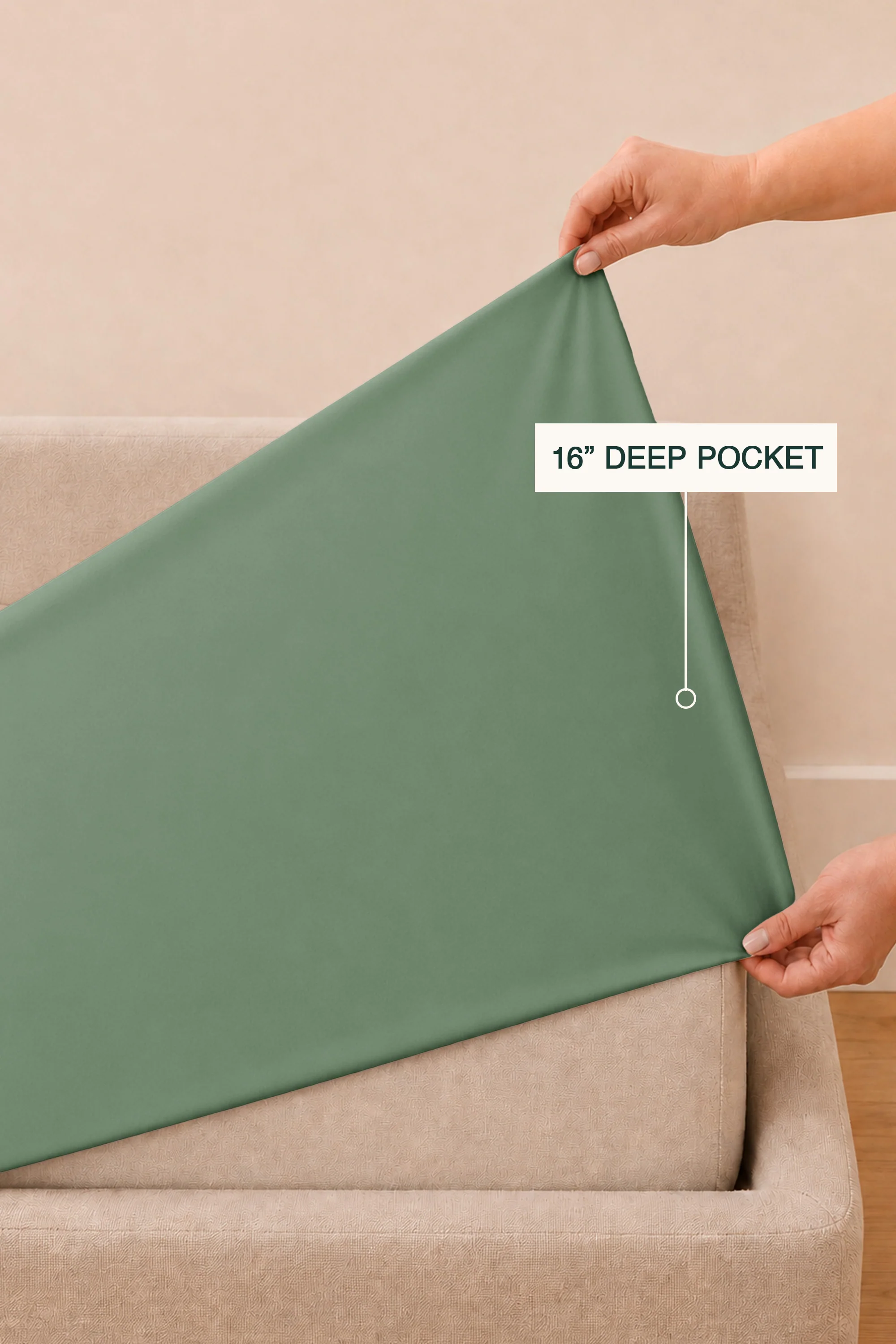 T300 Luxe Sage Green Bed Sheet Set - Image 7